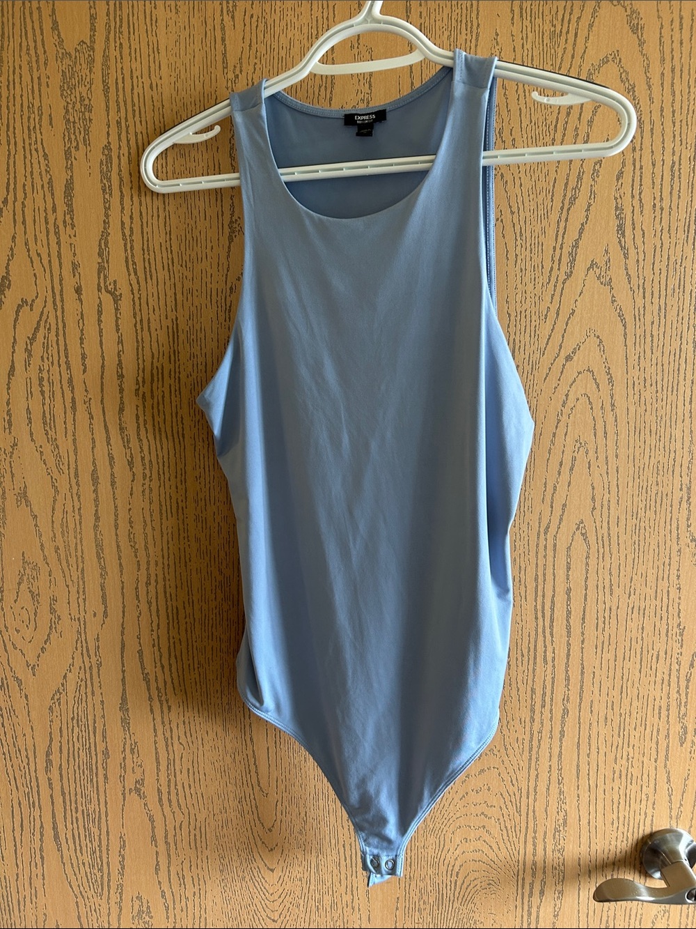 Express Light Blue Sleeveless Scoop Neck Bodysuit